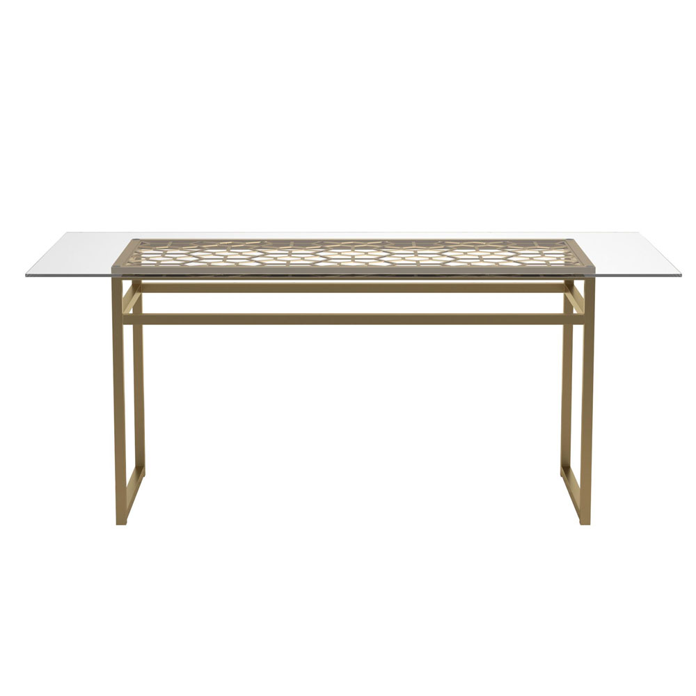 Larissa Glass Top Dining Table with Gold Metal Frame