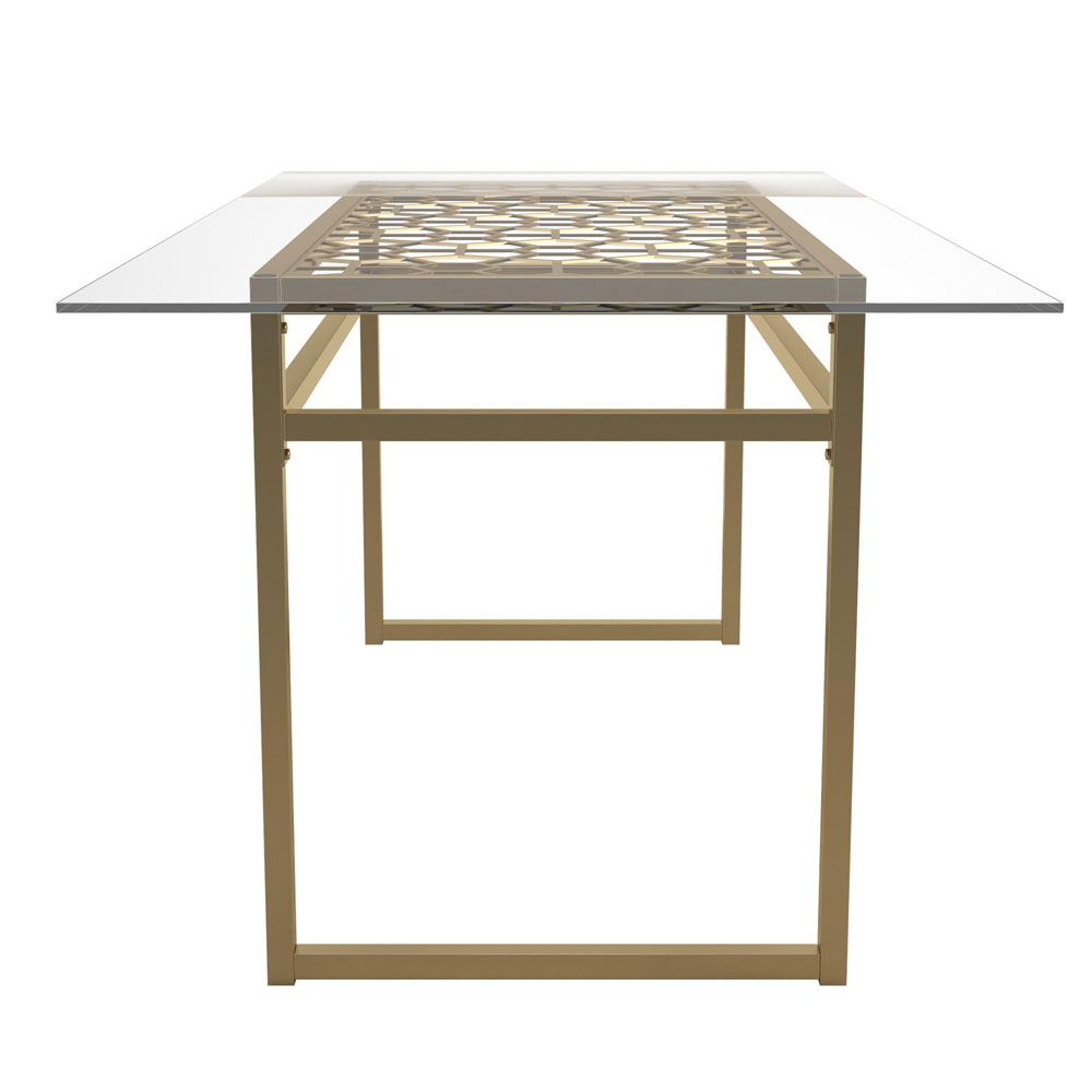 Larissa Glass Top Dining Table with Gold Metal Frame