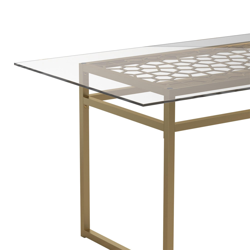 Larissa Glass Top Dining Table with Gold Metal Frame
