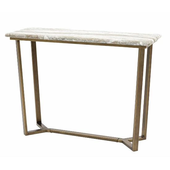 Larnaca Wooden Console Table In Green Faux Marble Effect