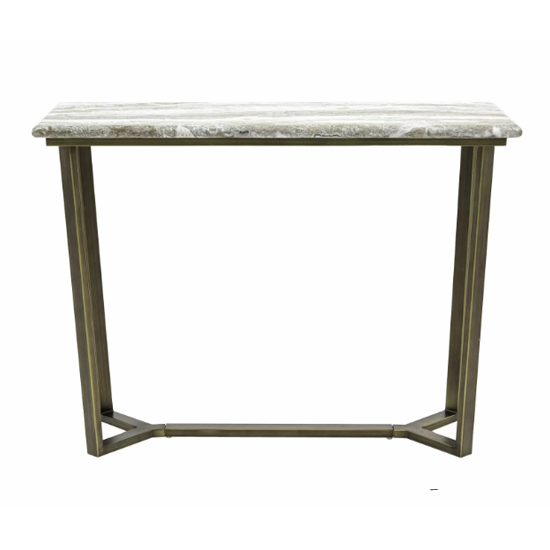 Larnaca Wooden Console Table In Green Faux Marble Effect