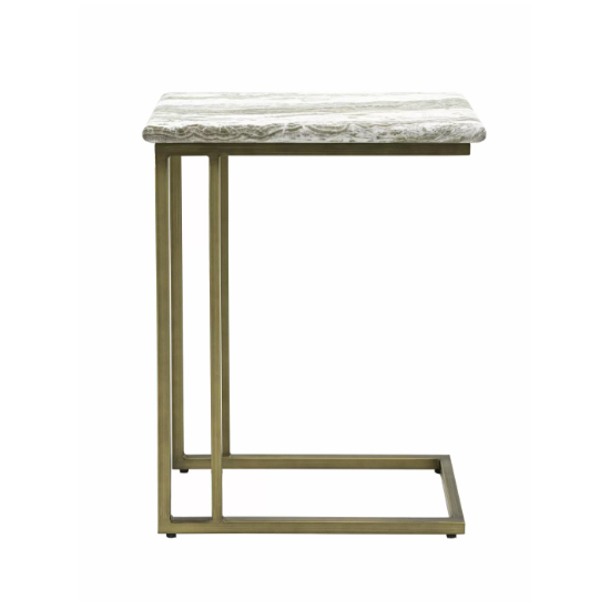 Larnaca Wooden Side Table In Green Faux Marble Effect
