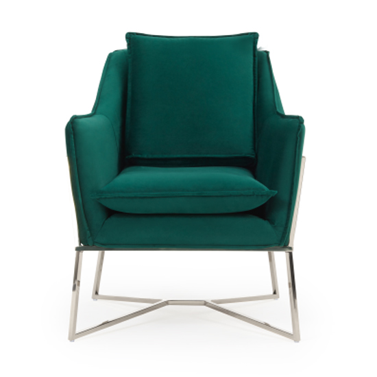 Larne Velvet Accent Lounge Chair In Green With Chrome Frame FiF