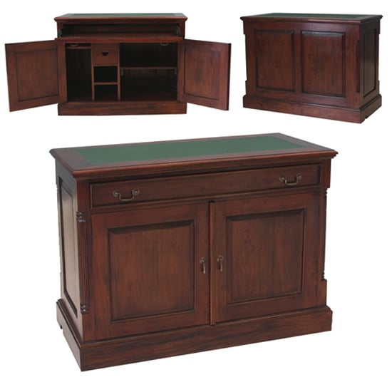 View Belarus hidden home office computer desk in mahogany