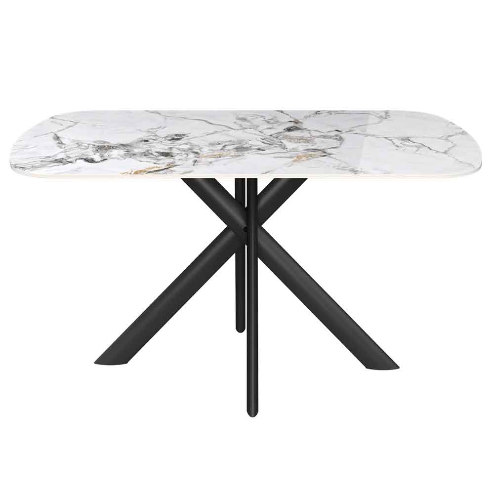 Laroz Ceramic Top Dining Table in Gloss White Marble Effect