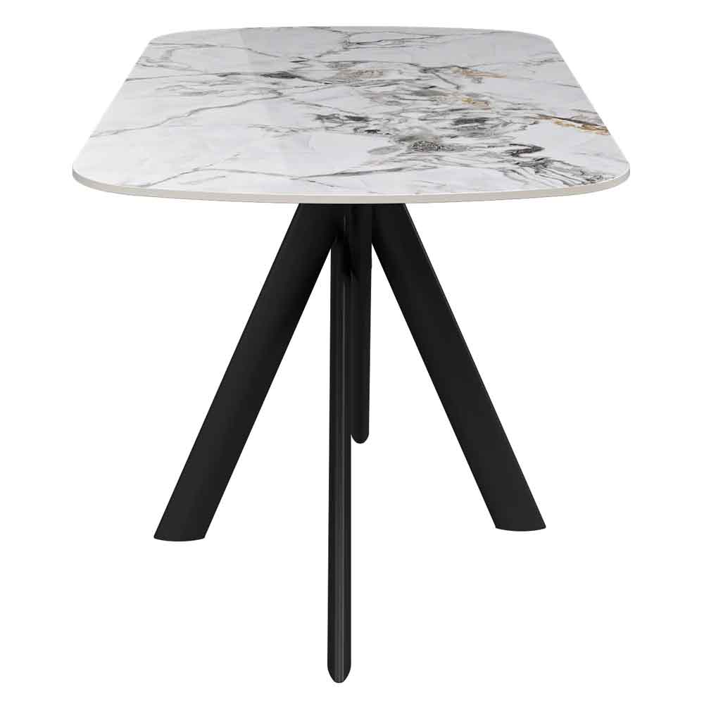 Laroz Ceramic Top Dining Table in Gloss White Marble Effect