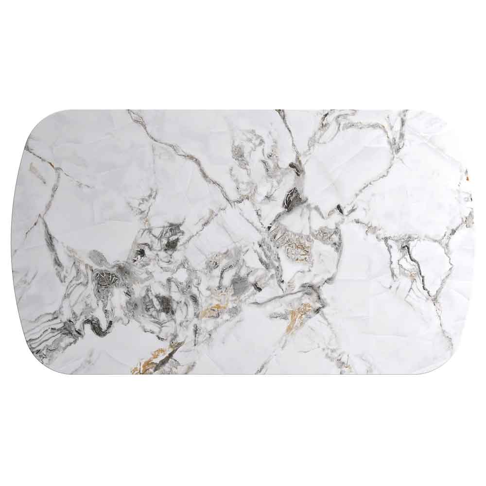 Laroz Ceramic Top Dining Table in Gloss White Marble Effect