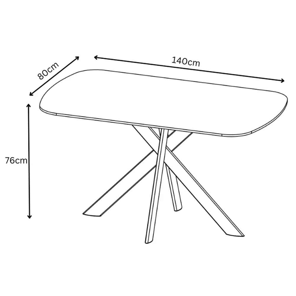 Laroz Ceramic Top Dining Table in Gloss White Marble Effect