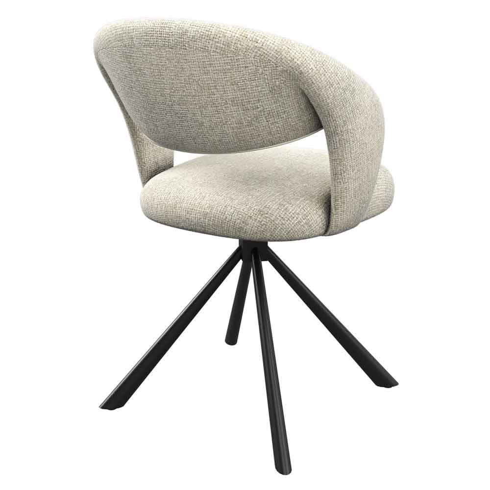 Laroz Champagne Fabric Dining Chairs with Black Legs in Pair