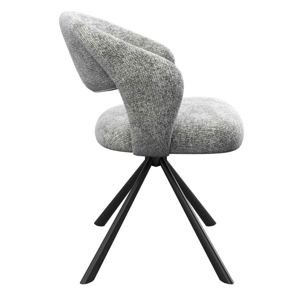 Laroz Grey Fabric Dining Chairs with Black Legs in Pair