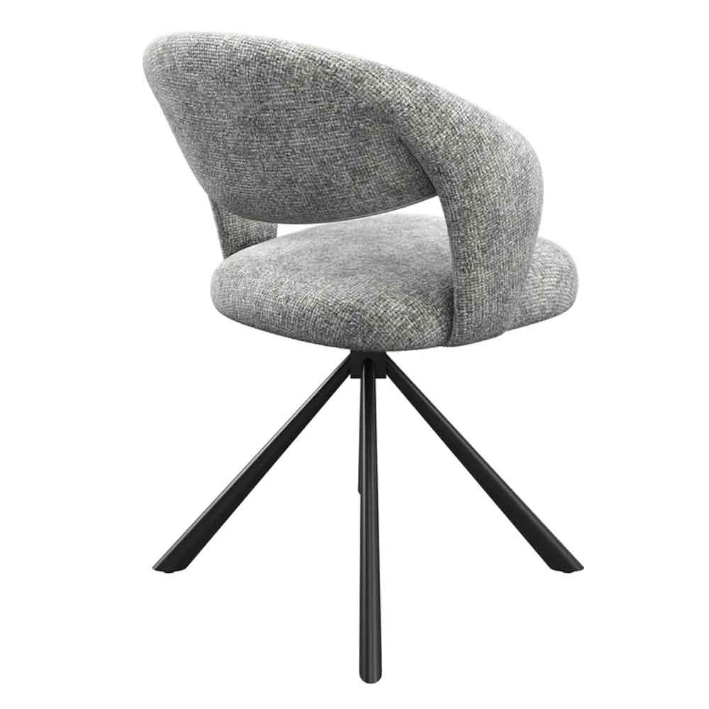 Laroz Grey Fabric Dining Chairs with Black Legs in Pair