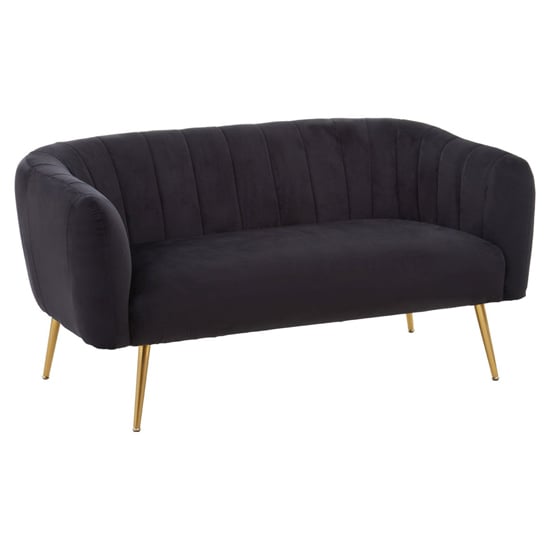Larrisa Upholstered Velvet 2 Seater Sofa In Black_1