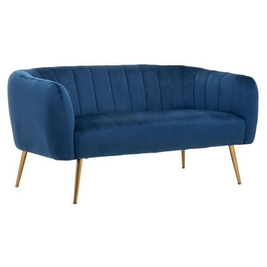 Photo of Larrisa upholstered velvet 2 seater sofa in blue