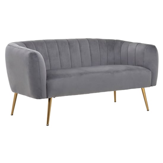 Larrisa Upholstered Velvet 2 Seater Sofa In Grey