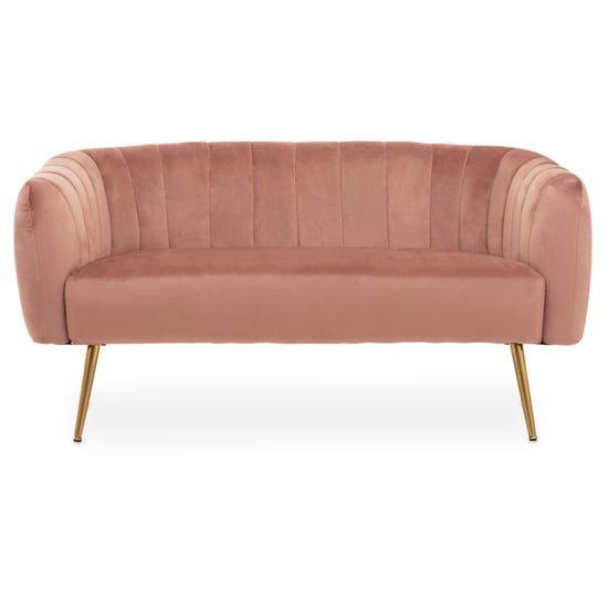 Larrisa Upholstered Velvet 2 Seater Sofa In Pink_2