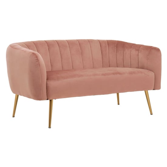 Larrisa Upholstered Velvet 2 Seater Sofa In Pink_1