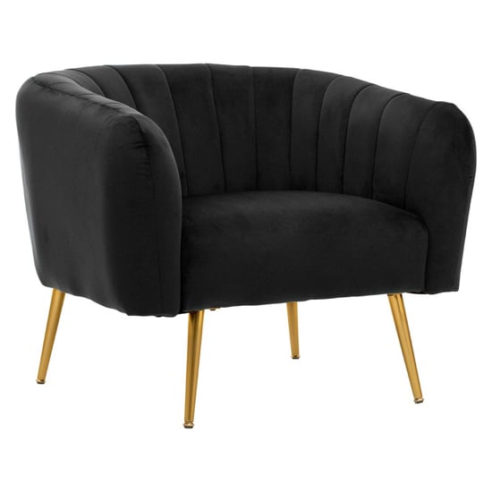 Read more about Larrisa velvet armchair with gold metal legs in black