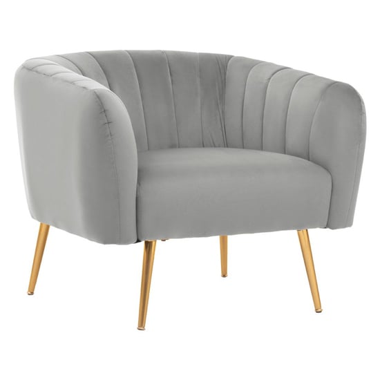 Larrisa Velvet Armchair With Gold Metal Legs In Grey_1