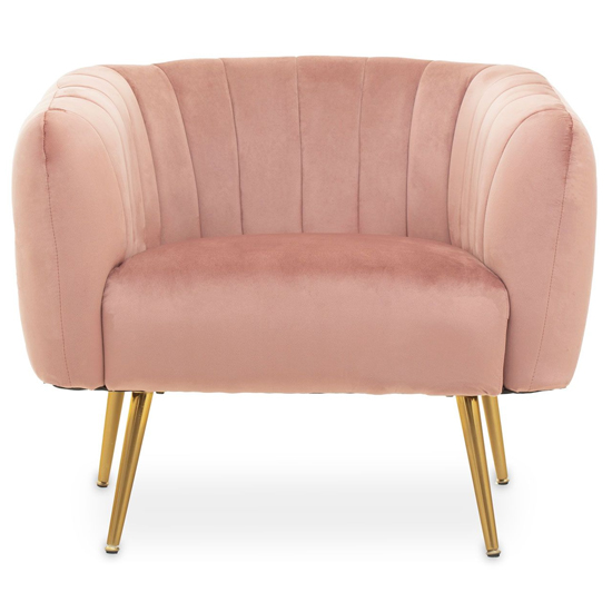 Larrisa Velvet Armchair With Gold Metal Legs In Pink_2