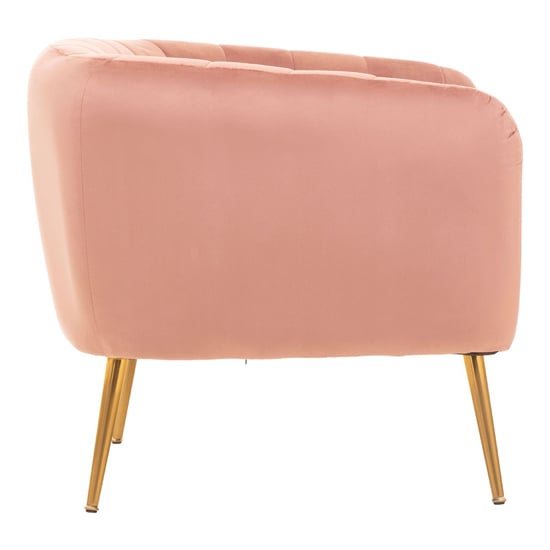 Larrisa Velvet Armchair With Gold Metal Legs In Pink_3
