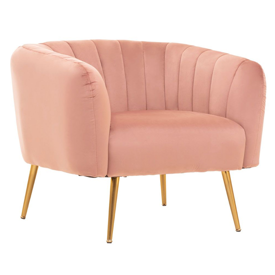 Read more about Larrisa velvet armchair with gold metal legs in pink