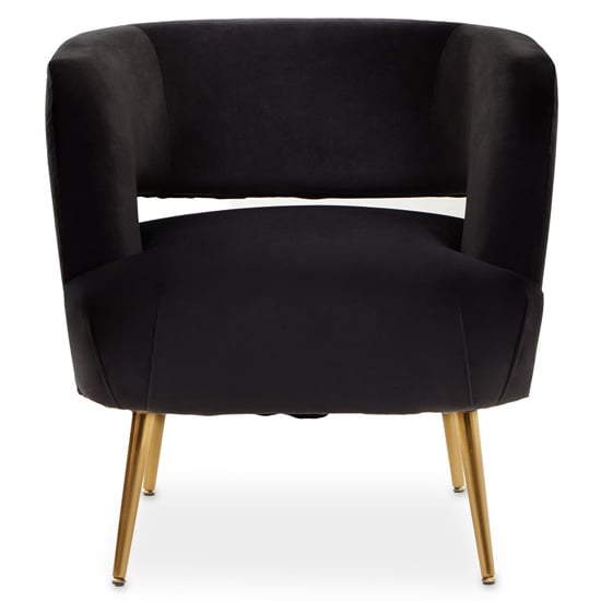 Larrisa Velvet Lounge Chair With Gold Metal Legs In Black_2