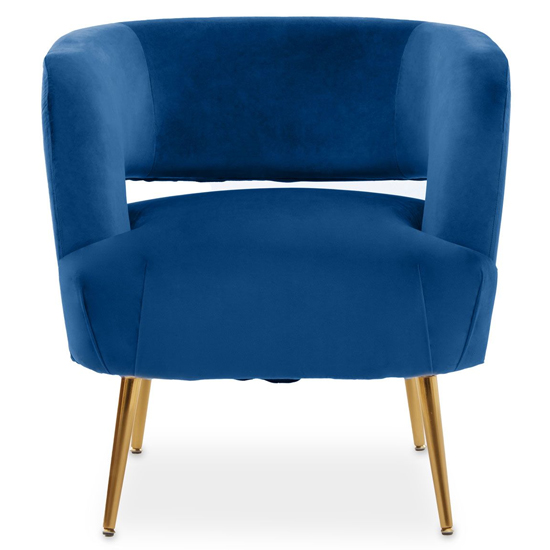 Larrisa Velvet Lounge Chair With Gold Metal Legs In Blue Furniture in