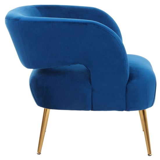 Larrisa Velvet Lounge Chair With Gold Metal Legs In Blue_3