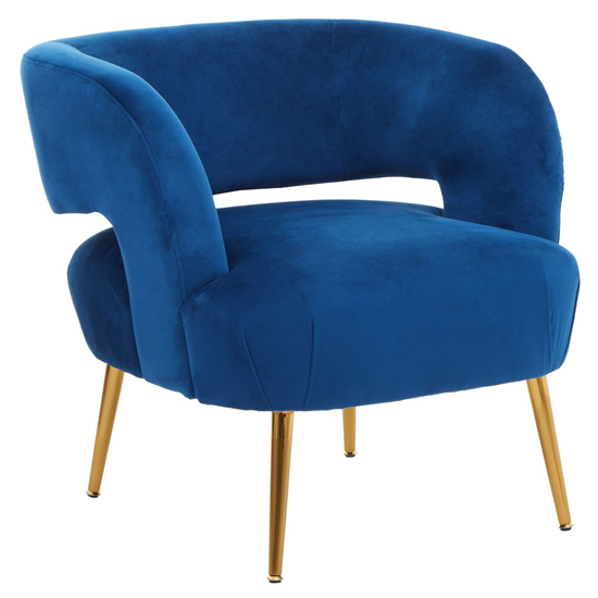 Larrisa Velvet Lounge Chair With Gold Metal Legs In Blue_1