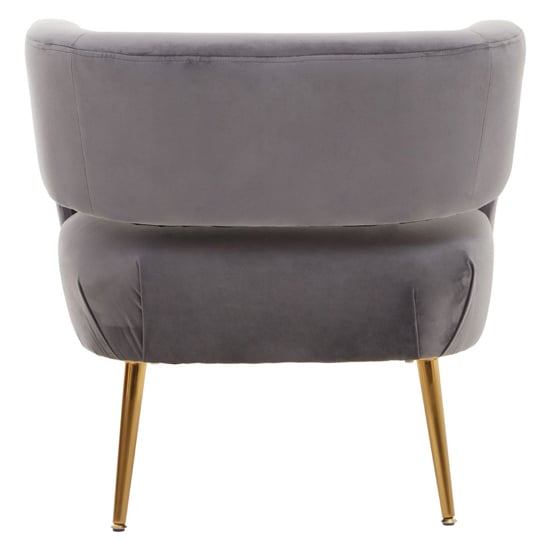 Larrisa Velvet Lounge Chair With Gold Metal Legs In Grey_4