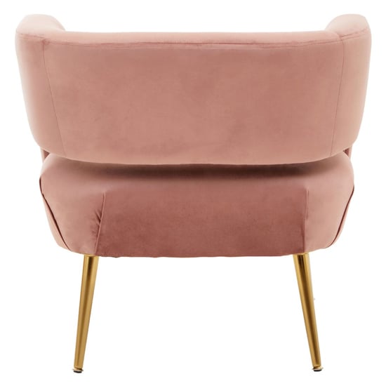 Larrisa Velvet Lounge Chair With Gold Metal Legs In Pink_4