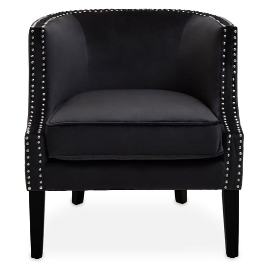 Read more about Larrisa velvet studded chair with black wooden legs in black