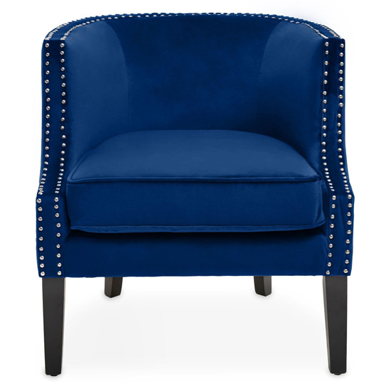 Read more about Larrisa velvet studded chair with black wooden legs in blue