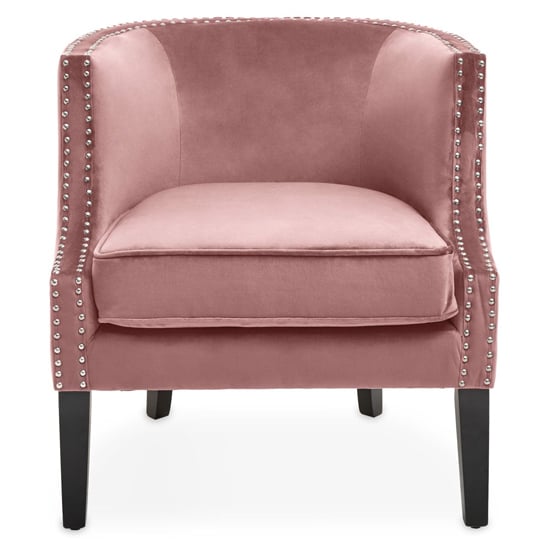 Photo of Larrisa velvet studded chair with black wooden legs in pink