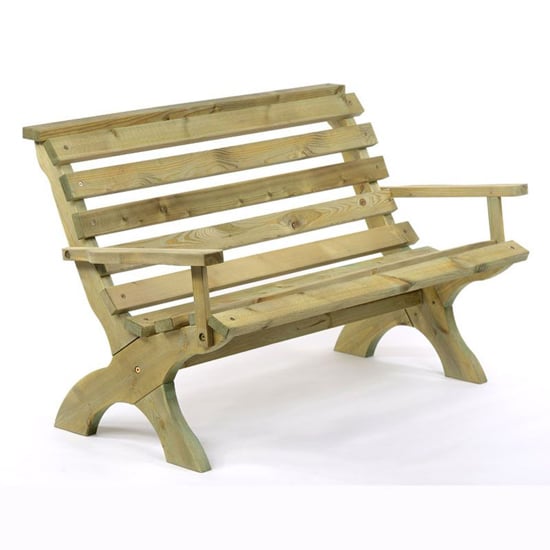 Product photograph of Lars Teak Wood Garden 3 Seater Bench With Arms In Teak from Furniture in Fashion