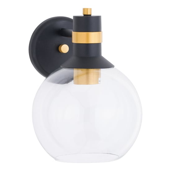 Photo of Larsen globe wall pendant light in black and brass