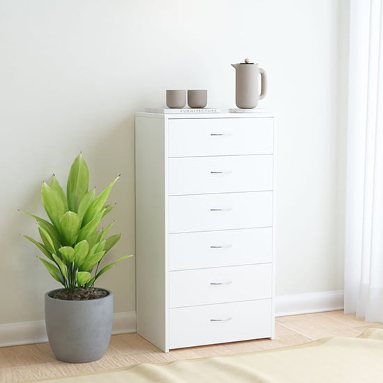 Read more about Larson wooden chest of 6 drawers in white