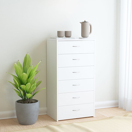 Read more about Larson wooden chest of 6 drawers in white