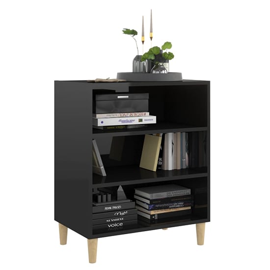 Larya High Gloss Bookcase With 3 Shelves In Black_2