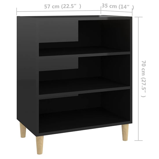 Larya High Gloss Bookcase With 3 Shelves In Black_5