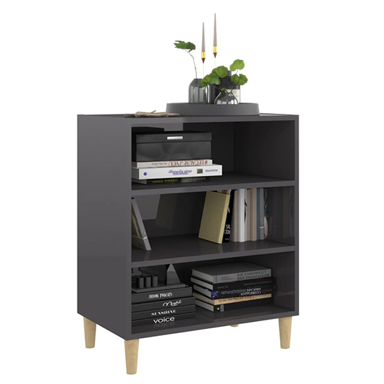 Larya High Gloss Bookcase With 3 Shelves In Grey_2