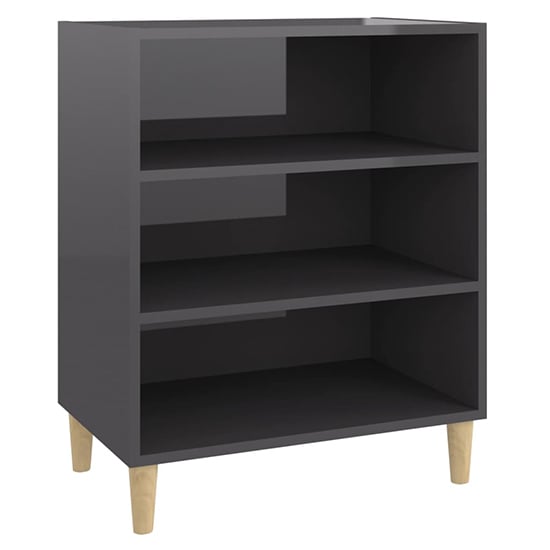 Larya High Gloss Bookcase With 3 Shelves In Grey