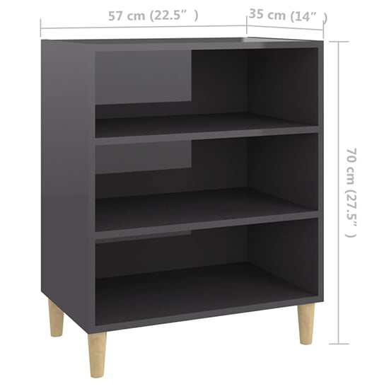 Larya High Gloss Bookcase With 3 Shelves In Grey