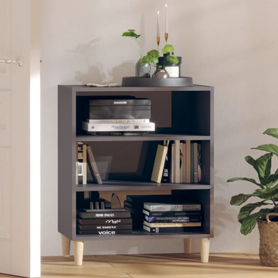 Photo of Larya high gloss bookcase with 3 shelves in grey