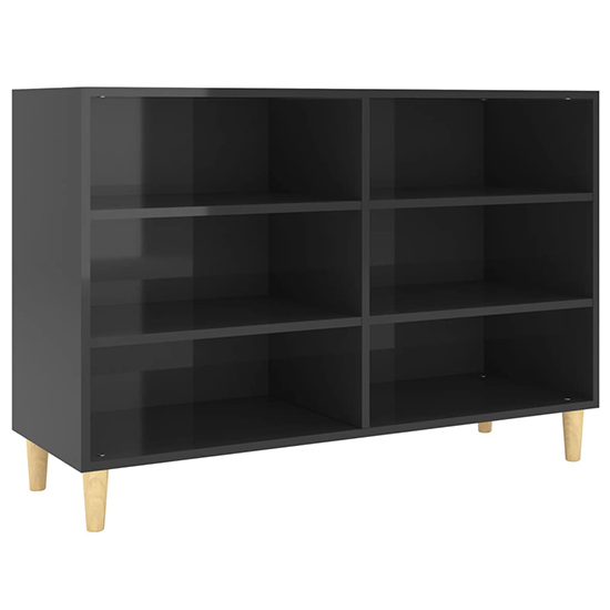 Larya High Gloss Bookcase With 6 Shelves In Black_3