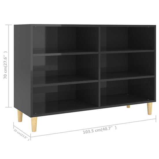 Larya High Gloss Bookcase With 6 Shelves In Black_5