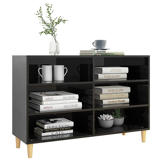 Larya High Gloss Bookcase With 6 Shelves In Black_2