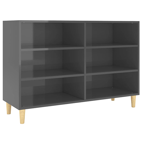 Larya High Gloss Bookcase With 6 Shelves In Grey