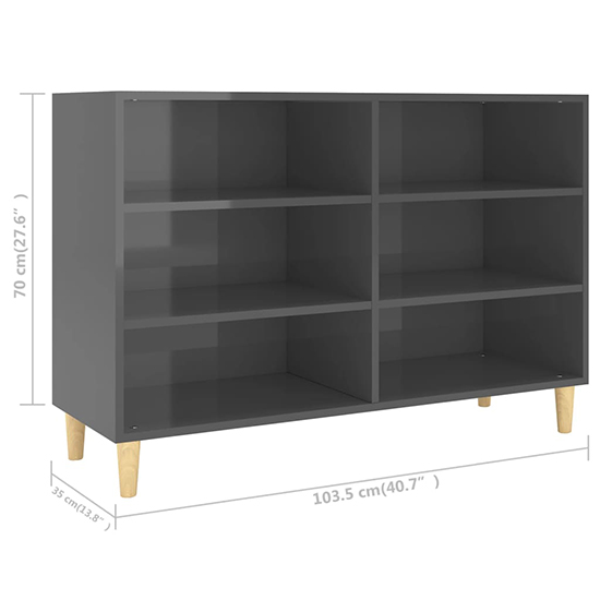 Larya High Gloss Bookcase With 6 Shelves In Grey