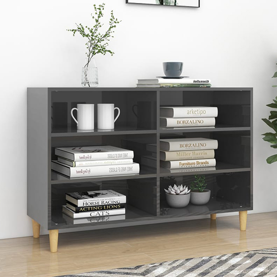 Read more about Larya high gloss bookcase with 6 shelves in grey